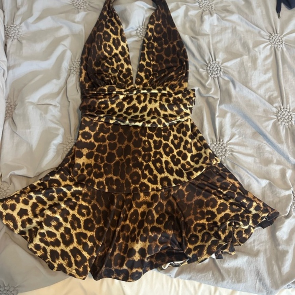 Leopard Print Halter Dress